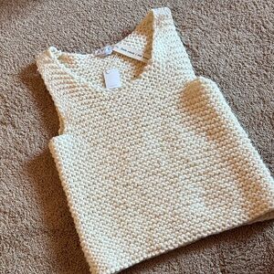 Cream Chunky Knit V-Neck Sweater Vest